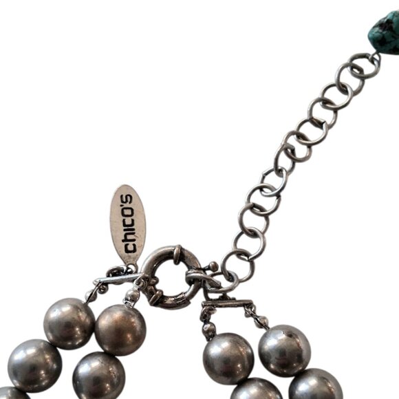 Vintage Chicos Faux Turquoise Squash Blossom Ceremonial Necklace - Picture 7 of 8